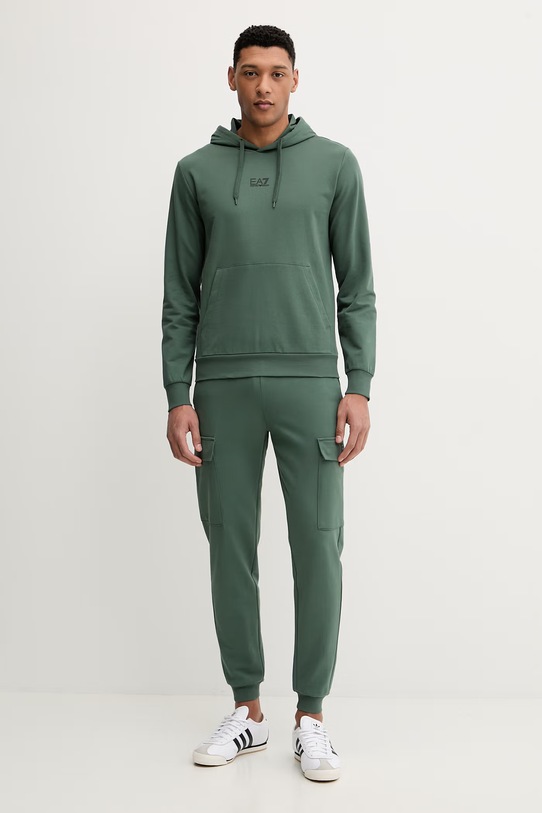 Bombažen pulover EA7 Emporio Armani PJVRZ.8NPM32 zelena SS26