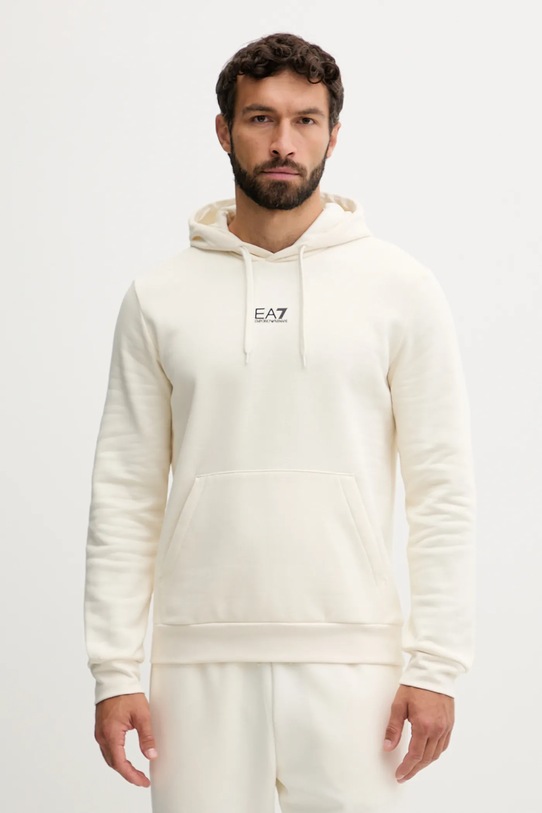 Mikina EA7 Emporio Armani s kapucňou krémová PJVTZ.8NPM37