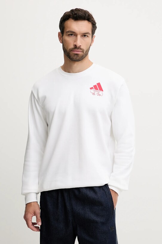 Mikina adidas Food Noodle Graphic Sweatshirt bez kapuce bílá JW4347