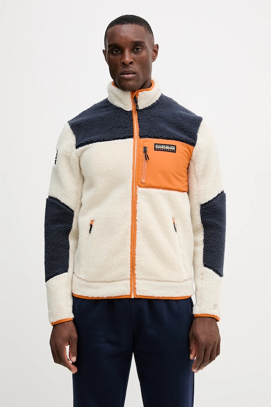 Fleecová mikina Napapijri Yupik 3 nášivka béžová NP0A4GNTMM91