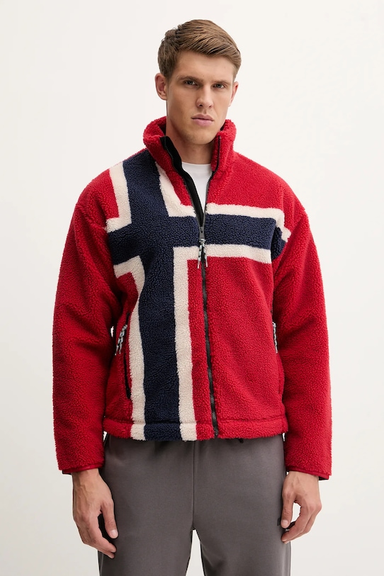 Napapijri hanorac fleece T-Fiemme cu modele rosu NP0A88TCFZF1