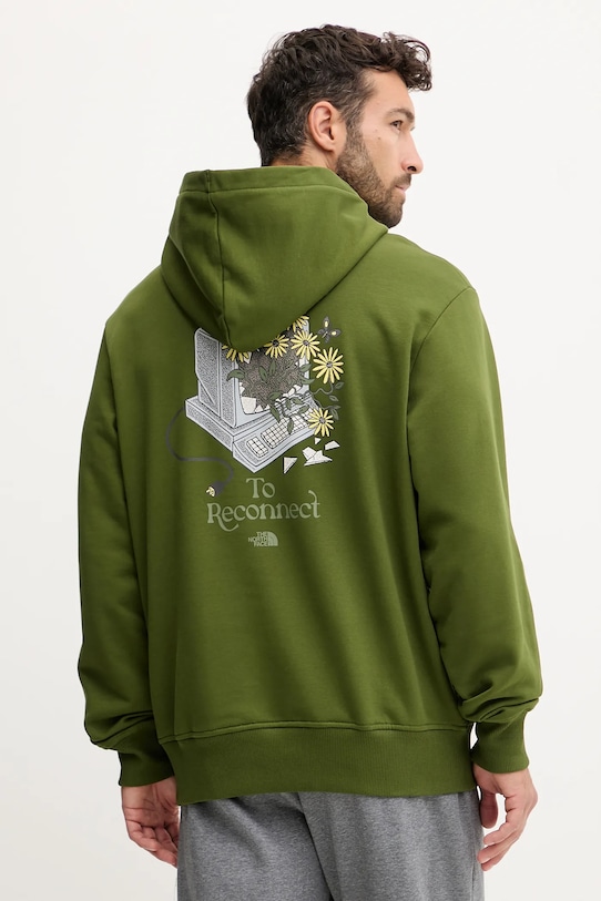 The North Face hanorac de bumbac Connect Relaxed print verde NF0A8E40BRI1