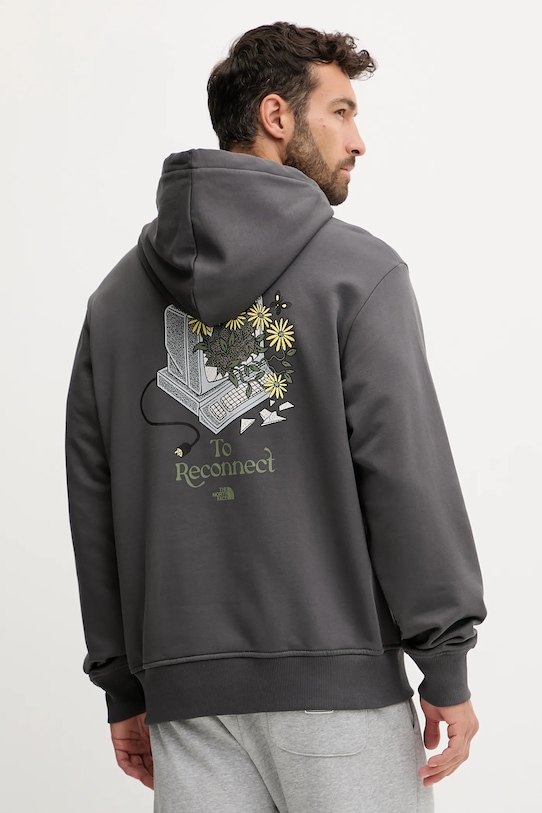 The North Face bluza bawełniana Connect Relaxed nadruk szary NF0A8E40RHI1