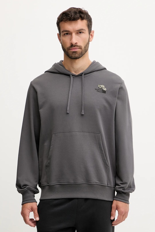 Bombažen pulover The North Face Flowe Dome S kapuco siva NF0A8EGZRHI1