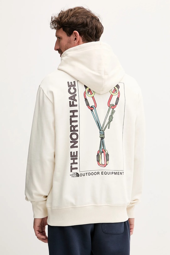Βαμβακερή μπλούζα The North Face Explore Gear Relaxed στάμπα μπεζ NF0A8F2KQLI1