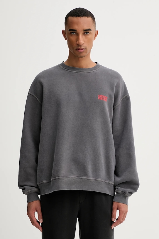 American Vintage hanorac de bumbac print gri MPLI03B