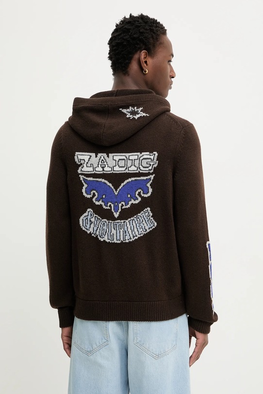 ZADIG&VOLTAIRE kardigan wełniany wełna brązowy KMCA01266