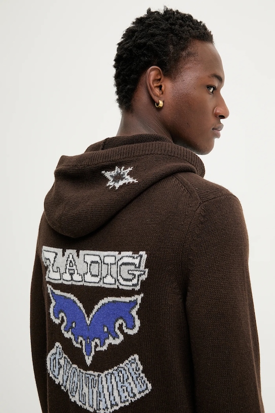 ZADIG&VOLTAIRE kardigan wełniany brązowy KMCA01266