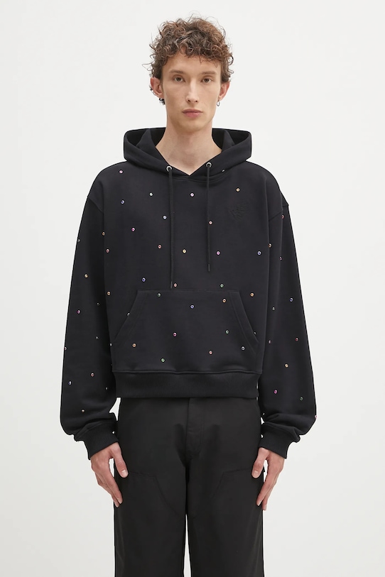 Хлопковая кофта Sky High Farm Studded hoodie хлопок чёрный SHF07T041