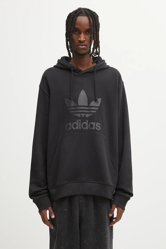 adidas Originals bluza bawełniana Trefoil Hoody nadruk czarny JY3766