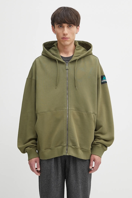 Mikina adidas Originals EQT Hoodie jednofarebný zelená JX1572