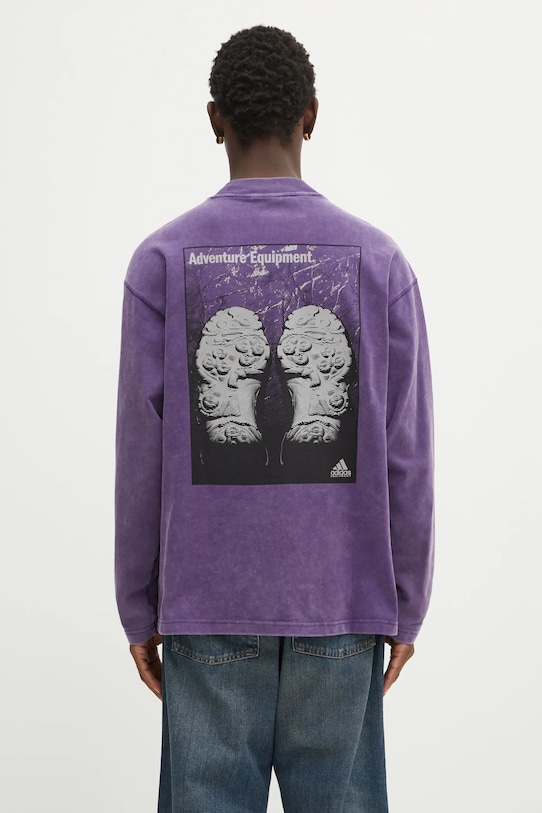 Odzież adidas Originals bluza bawełniana EQT Graphic Tee JX1470 fioletowy