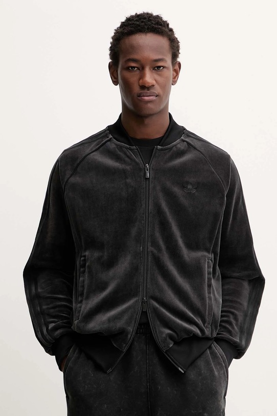 Βελούδινη μπλούζα adidas Originals Sst Tt απλικέ γκρί JX1559