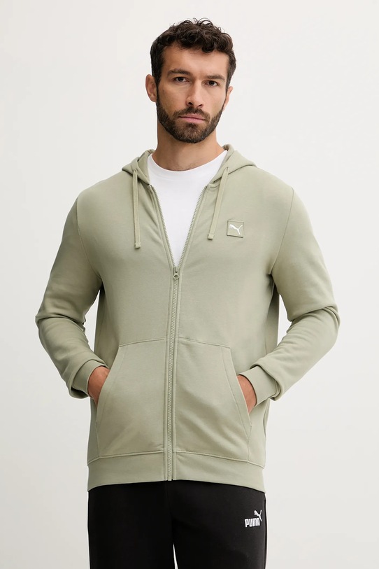 Памучен суичър Puma памук зелен 688255