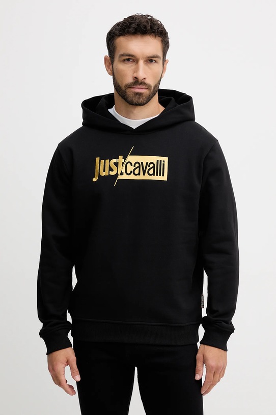 Памучен суичър Just Cavalli памук черен 79OAIB01.CF802