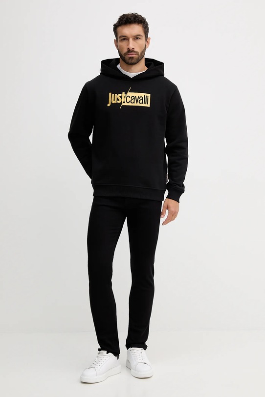 Памучен суичър Just Cavalli 79OAIB01.CF802 черен AW25
