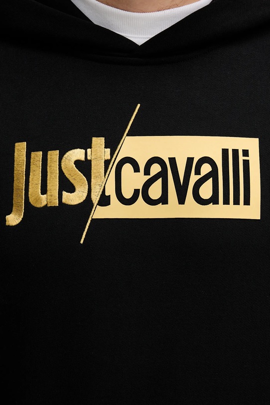 Памучен суичър Just Cavalli 79OAIB01.CF802 черен