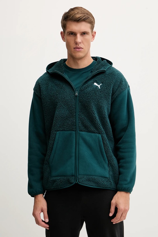 Поларен суичър Puma с качулка зелен 688260