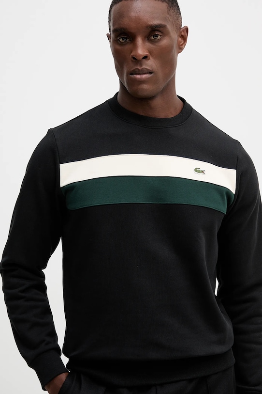 Памучен суичър Lacoste черен SH5498