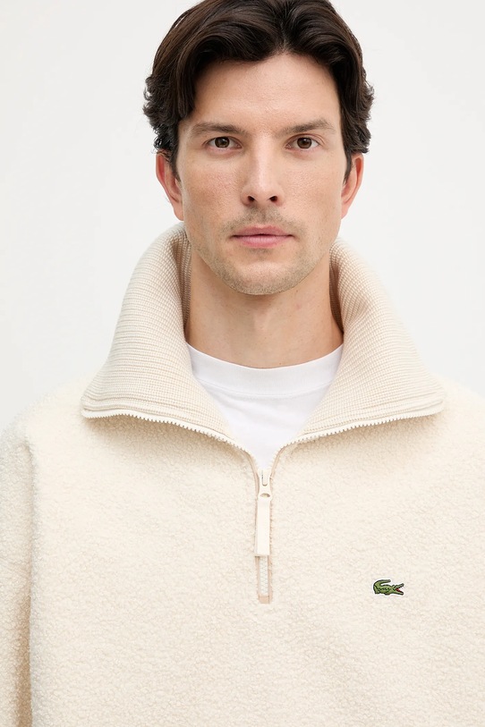 Fleecová mikina Lacoste krémová SH5500