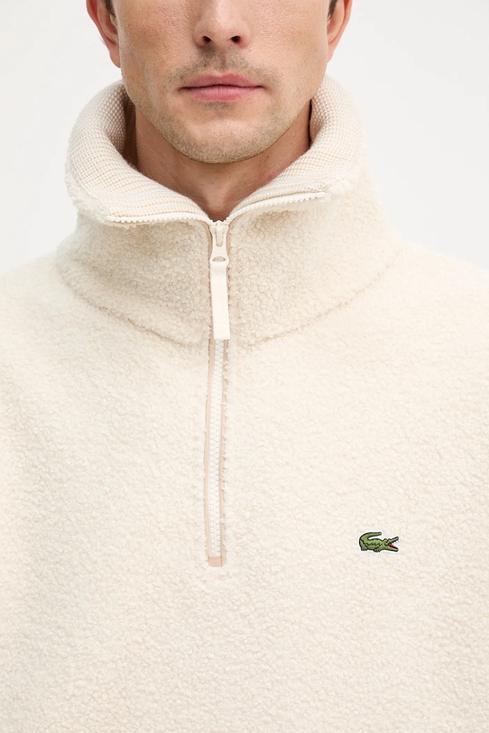 Fleecová mikina Lacoste SH5500 krémová