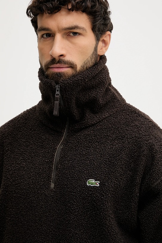 Lacoste gyapjú pulóver barna SH5500