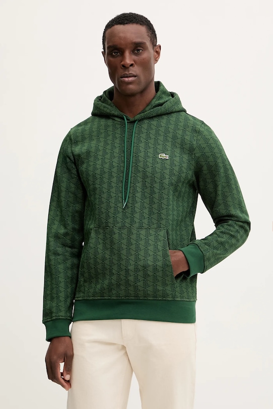Lacoste bluza bawełniana z kapturem zielony SH5885