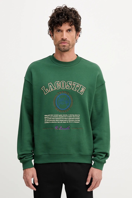 Lacoste bluza bawełniana aplikacja zielony SH5888