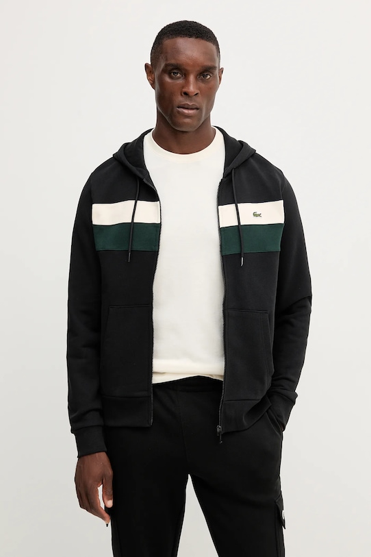 Хлопковая кофта Lacoste узор чёрный SH5913