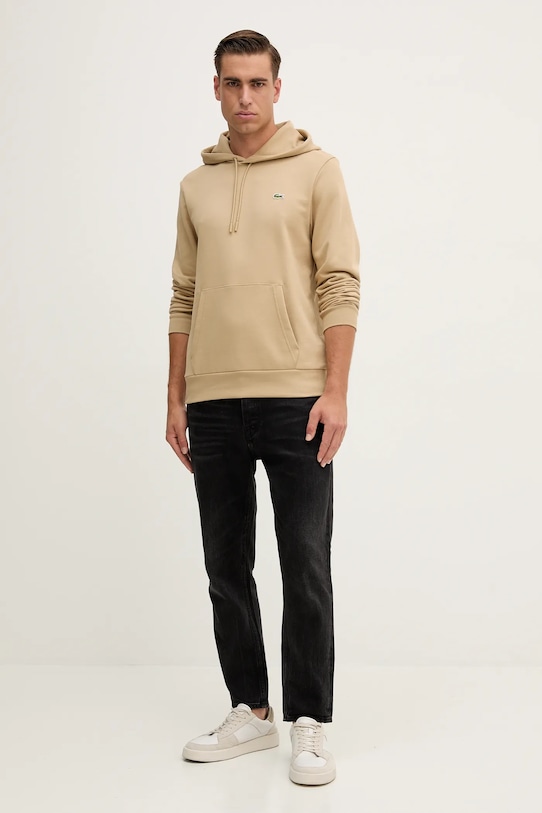 Βαμβακερή μπλούζα Lacoste SH9839 μπεζ AW25
