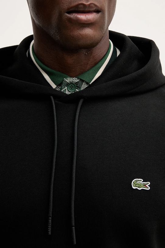 Βαμβακερή μπλούζα Lacoste SH9839 μαύρο