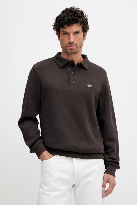 Хлопковая кофта Lacoste хлопок коричневый SH5781