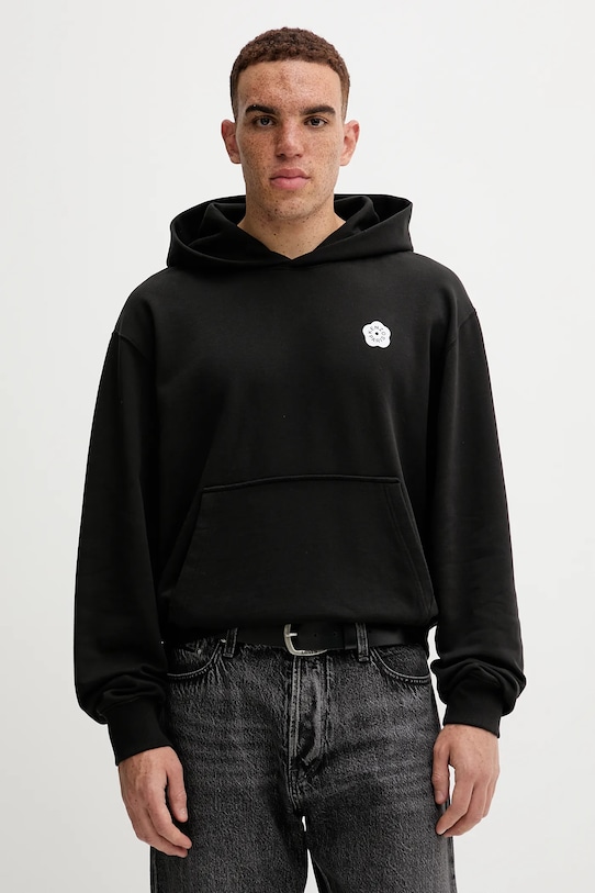 Kenzo bluza bawełniana z kapturem czarny FF65HO2574MF