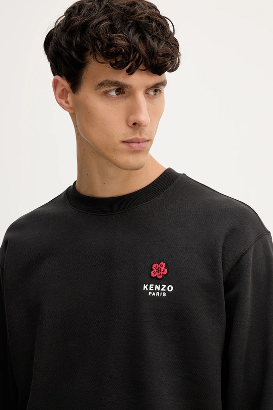 Памучен суичър Kenzo черен FF65SW2604MC