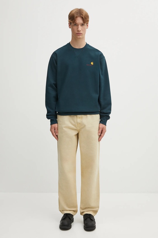 Carhartt WIP bluza American Script I025475.0AUXX turkusowy
