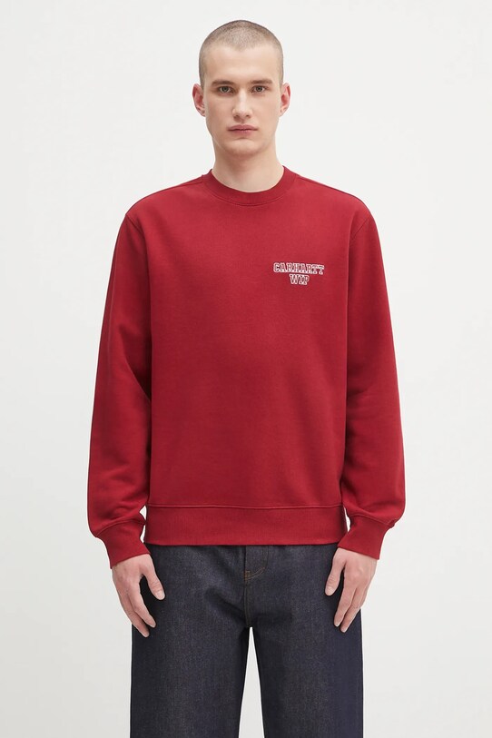 Bavlněná mikina Carhartt WIP Alumni hladký červená I035190.H8XX