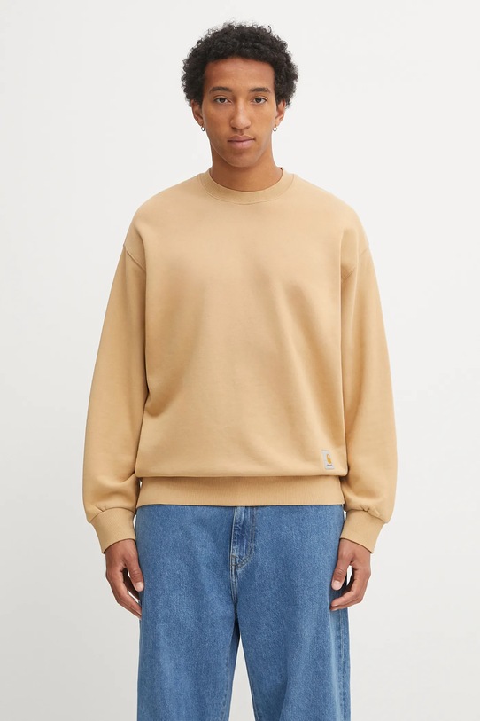 Carhartt WIP bluza bawełniana Hudson gładkie brązowy I035186.07E5F