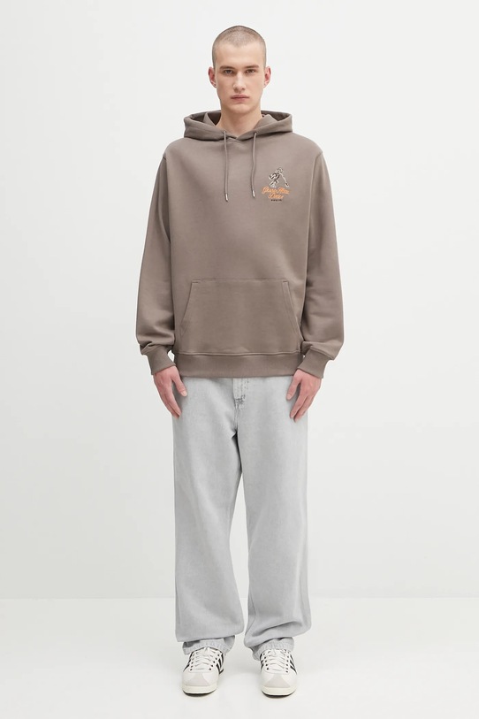 Хлопковая кофта Drôle de Monsieur Le Hoodie Grand HUtel H.HO184.CO127 коричневый