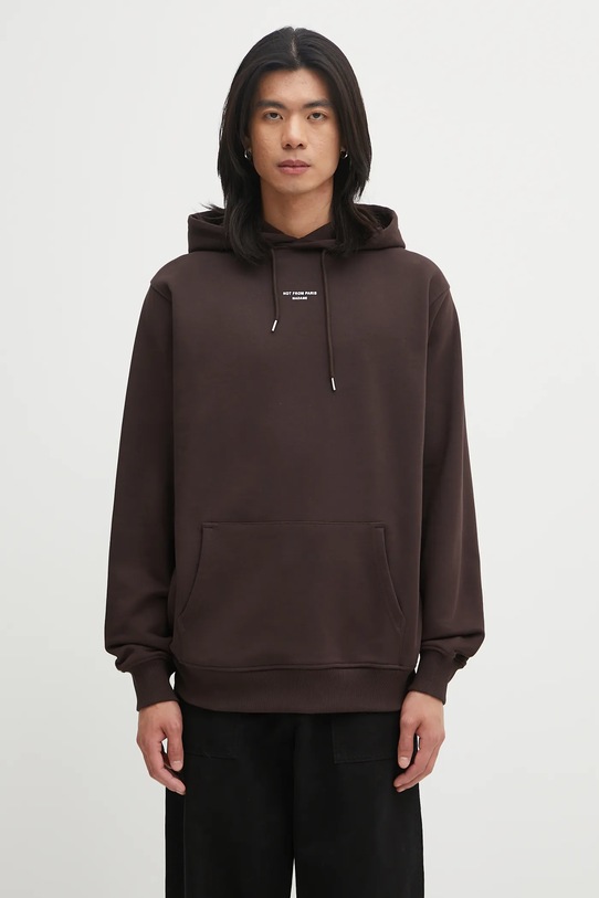 Drôle de Monsieur bluza bawełniana Le Hoodie Slogan Classique z kapturem brązowy I.HO161.CO127