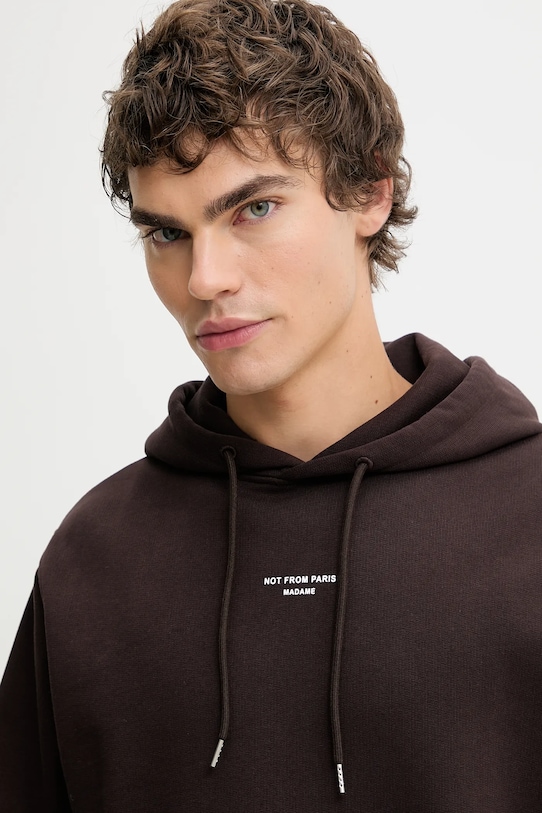 Drôle de Monsieur pamut melegítőfelső Le Hoodie Slogan Classique barna I.HO161.CO127