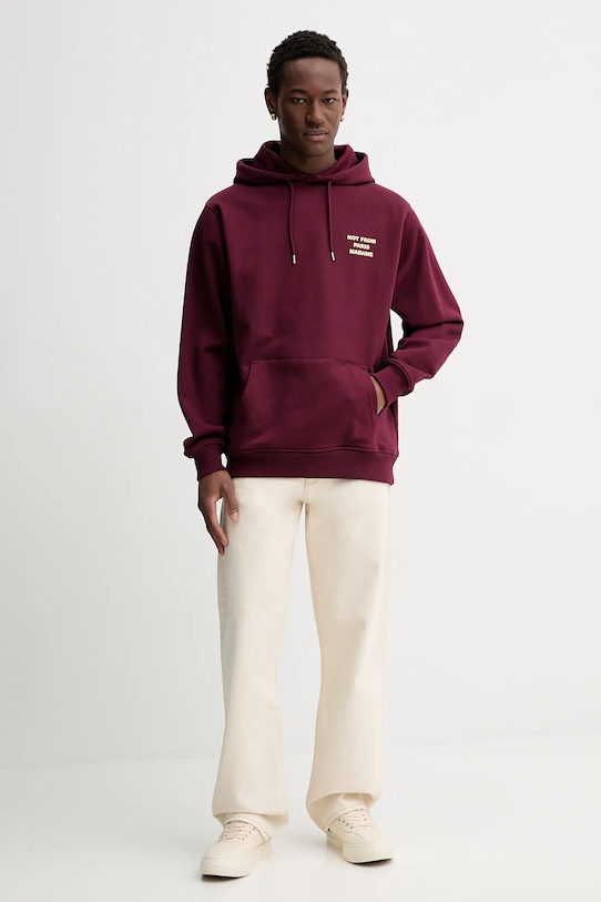 Drôle de Monsieur bluza bawełniana Le Hoodie Slogan I.HO162.CO127 bordowy AW25