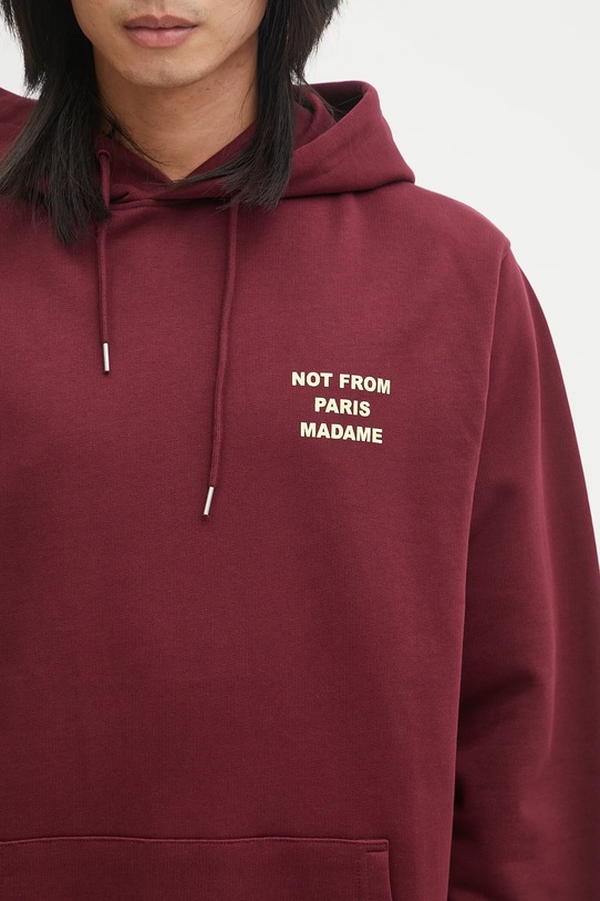 Βαμβακερή μπλούζα Drôle de Monsieur Le Hoodie Slogan μπορντό I.HO162.CO127