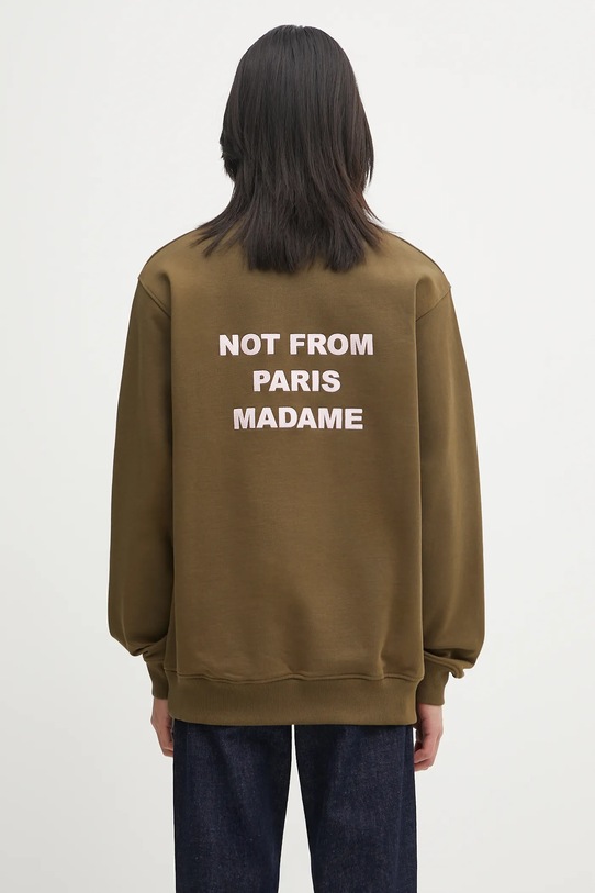 Βαμβακερή μπλούζα Drôle de Monsieur Le Sweatshirt Slogan απλικέ πράσινο I.SW149.CO127