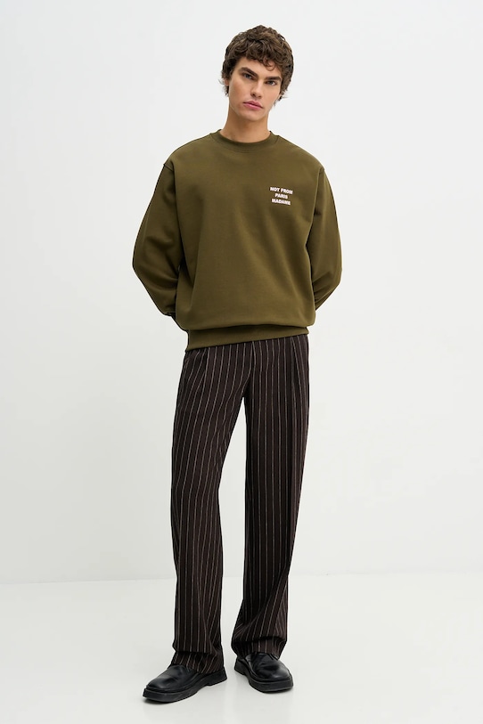 Drôle de Monsieur bluza bawełniana Le Sweatshirt Slogan I.SW149.CO127 zielony AW25