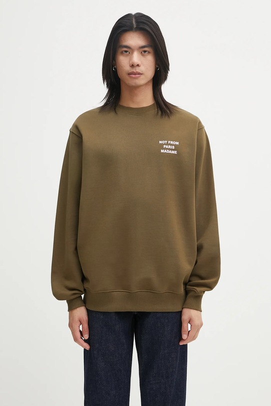 Ρούχα Βαμβακερή μπλούζα Drôle de Monsieur Le Sweatshirt Slogan I.SW149.CO127 πράσινο