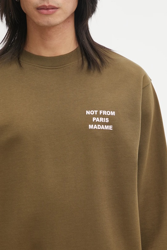 Βαμβακερή μπλούζα Drôle de Monsieur Le Sweatshirt Slogan πράσινο I.SW149.CO127
