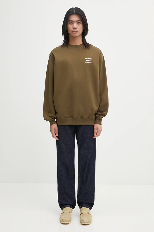 Βαμβακερή μπλούζα Drôle de Monsieur Le Sweatshirt Slogan I.SW149.CO127 πράσινο