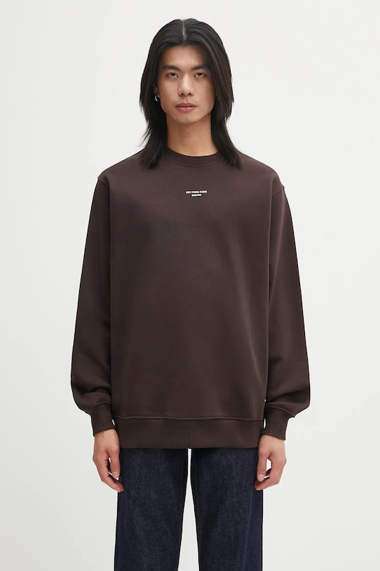 Bavlněná mikina Drôle de Monsieur Le Sweatshirt Slogan Classique hladký hnědá I.SW148.CO127