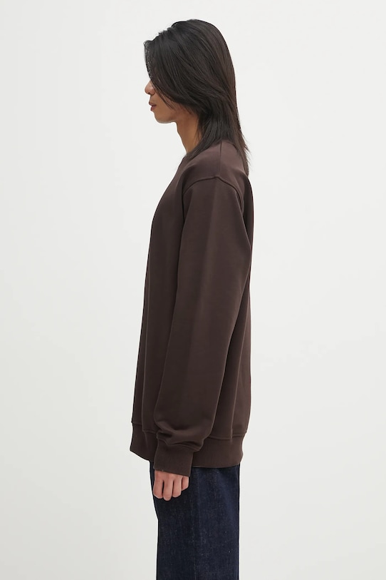 Bavlněná mikina Drôle de Monsieur Le Sweatshirt Slogan Classique I.SW148.CO127 hnědá AW25