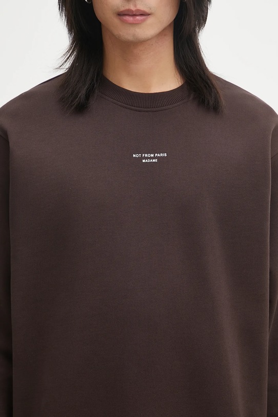 Βαμβακερή μπλούζα Drôle de Monsieur Le Sweatshirt Slogan Classique καφέ I.SW148.CO127